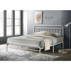 Leemi King Size Metal Bed Frame in White Colour with Mattress Option