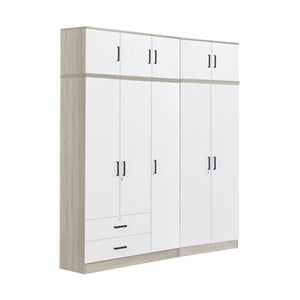BERLIN Tall Series 5 Doors Soft Closing Wardrobe with 2 Drawers & Top Cabinet in 6 Colours