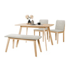 OGIVE Dining Set Table with Chair & Bench Pet-Friendly Fabric in Natural & Walnut Color