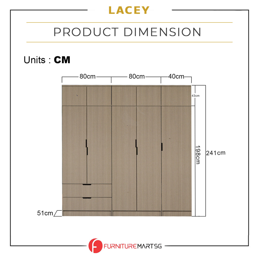 Lacey Series 2 Customizable Modular Wardrobe up to 10-Door in Natural Colour