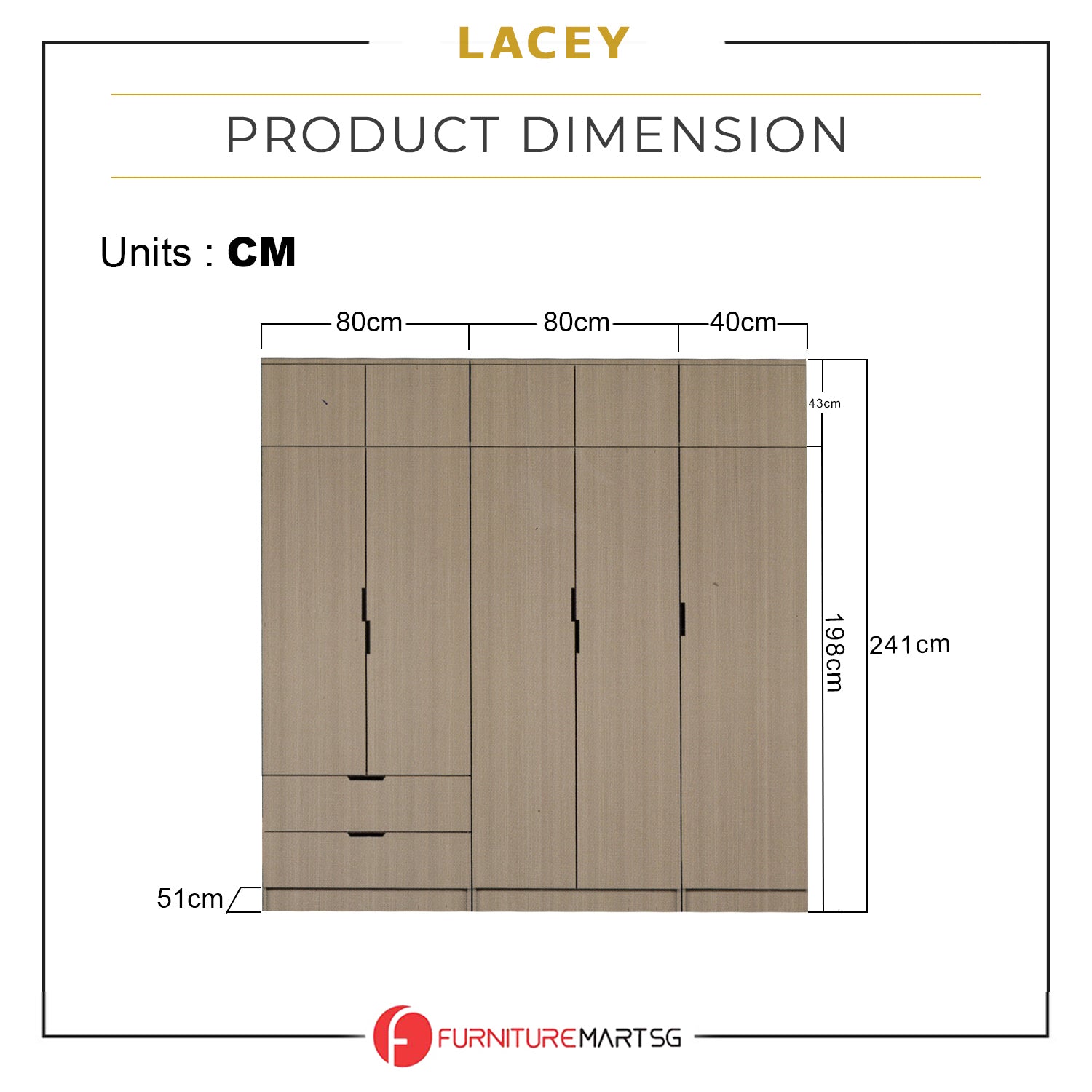 Lacey Series 2 Customizable Modular Wardrobe up to 10-Door in Natural Colour