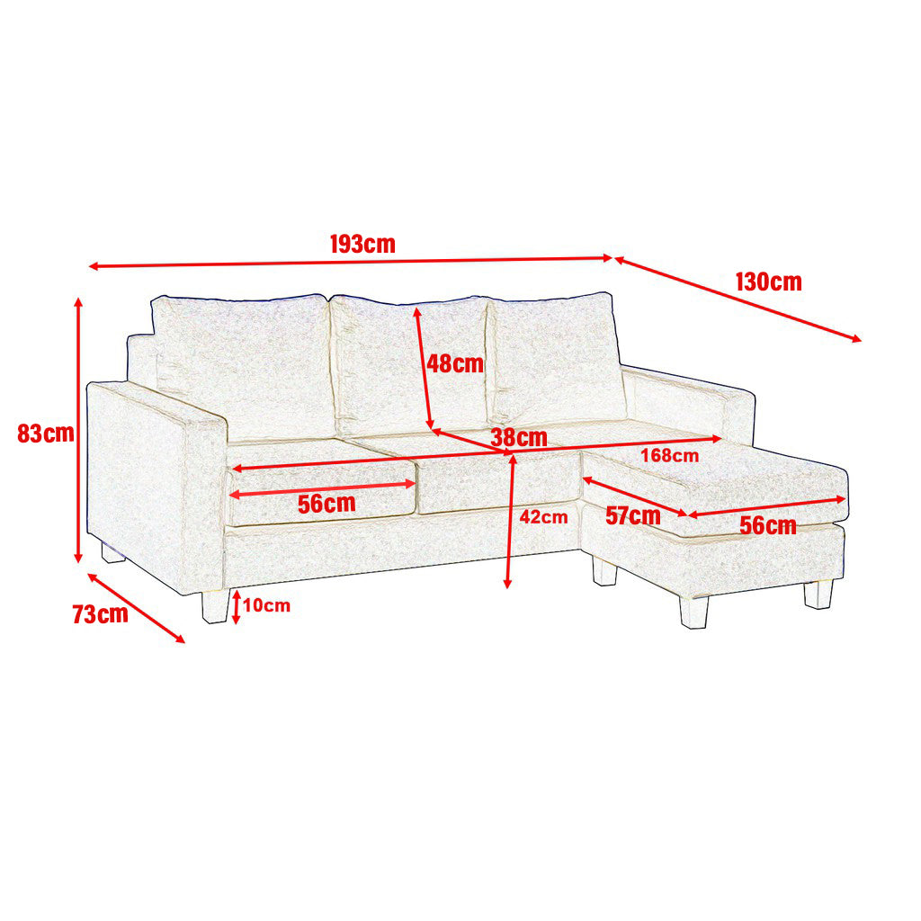 Farhita L- Shaped  Leather/ Fabric Sofa In 8 Colours