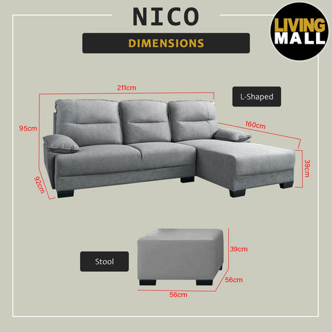 Image of Nico 1/2/3-Seater L-Shaped Sofa with Pet-Friendly Fabric Scratch-Proof & Claw-Proof