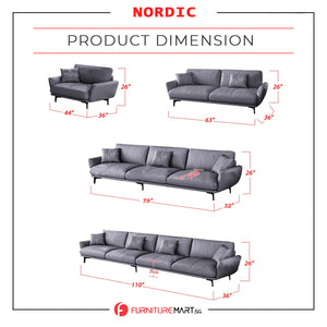 Nordic Inspired Sofa Set In 4 Color Choices Of Premium P.U Leather Upholstery.