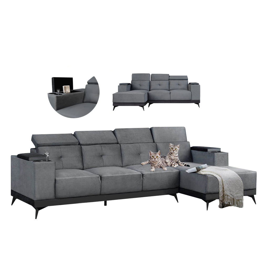 Sully 3/4-Seater L-Shaped Sofa with Storage w/ Scratch Resistant Pet-Friendly Option