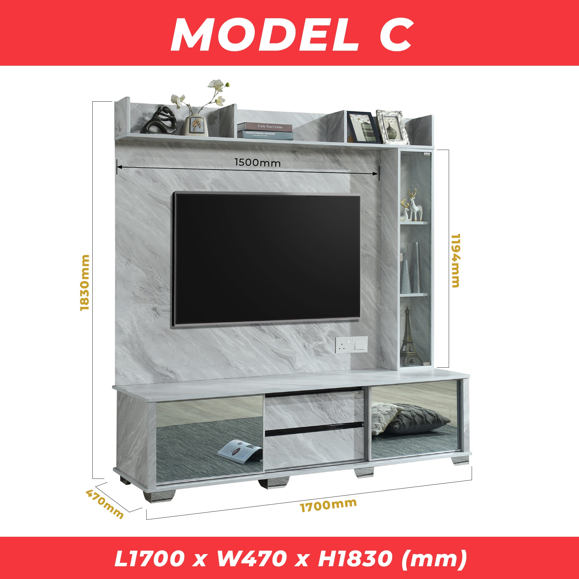 Lamvi TV Console with Back Panel in 4 Designs