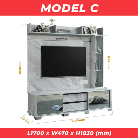 Image of Lamvi TV Console with Back Panel in 4 Designs