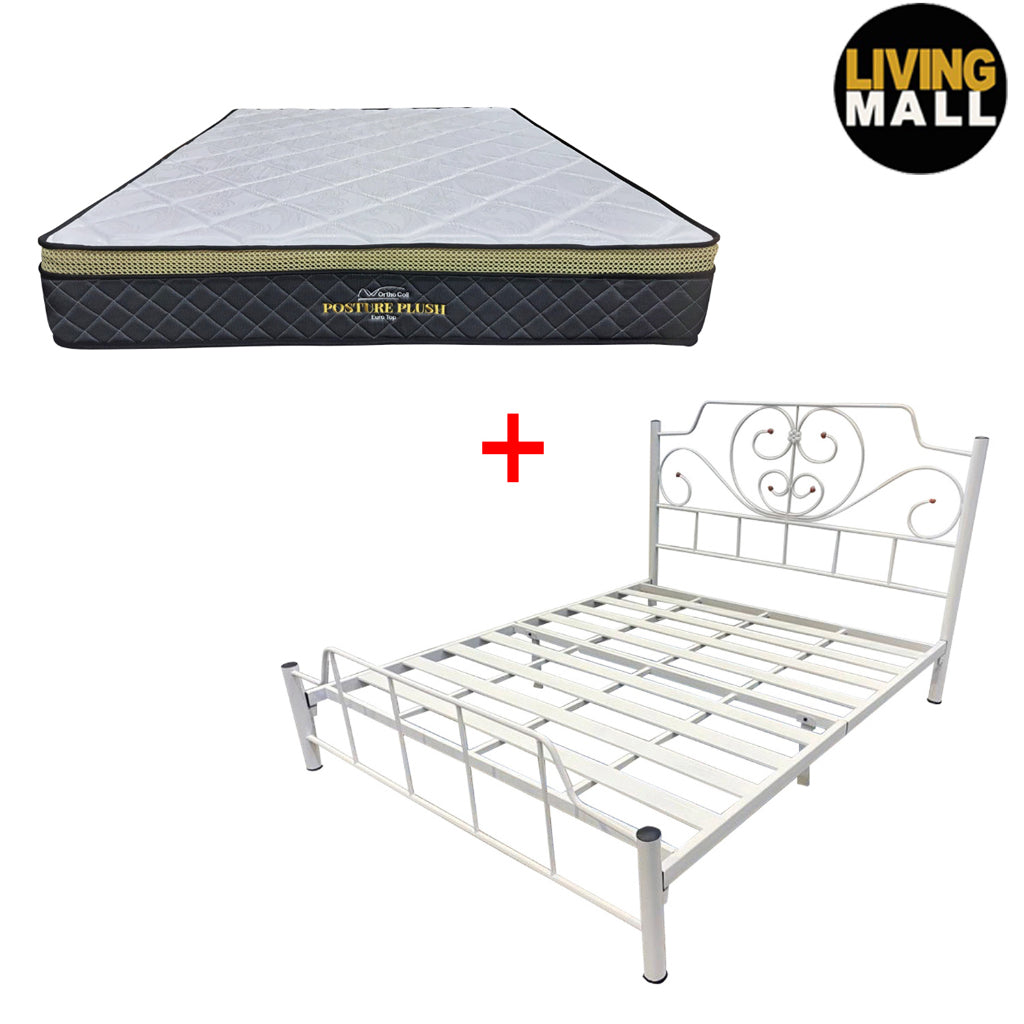 Sabel Queen Size Metal Bed Frame with Mattress