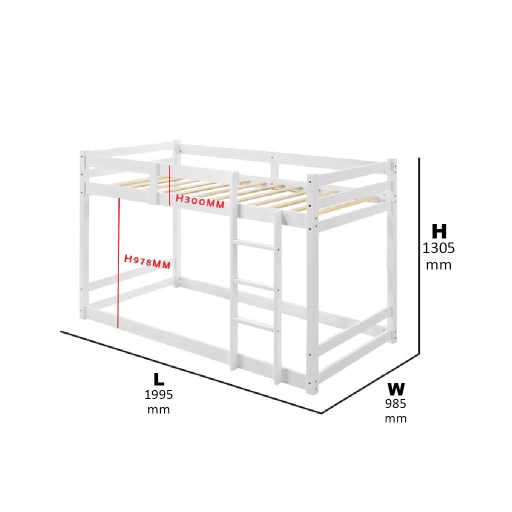 GUB Twisty Double Decker Solid Wood Structure Simple Design Budget Kid Bunk Bed Standard Single Suitable Small Space w/ Mattress Option