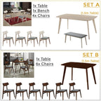 Juventus Dining Set Table with Chair & Bench in Walnut Color