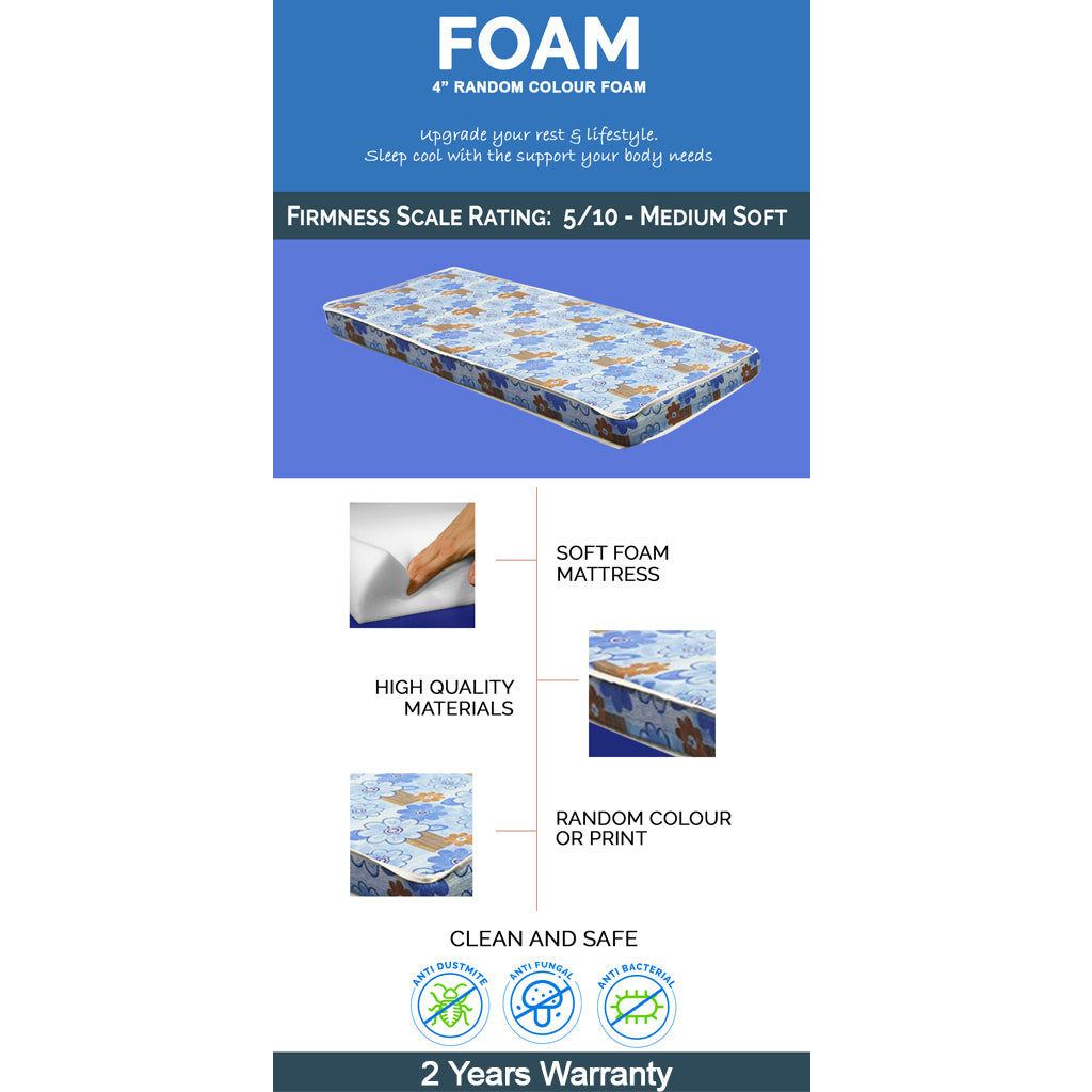 Royal Foam Single HD Foam Mattress With Floral Pattern