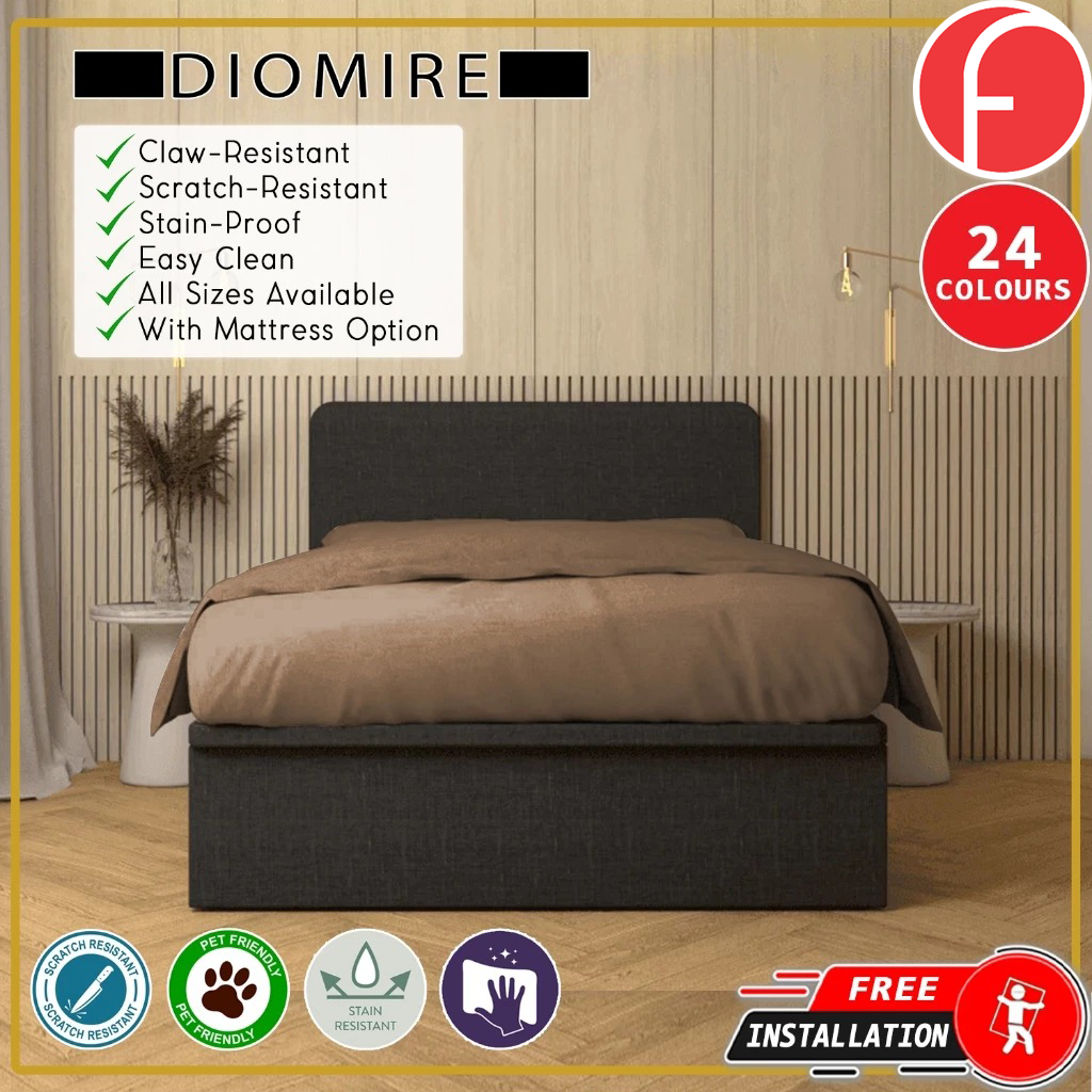 Diomire Astrid 14"/16"/18" SBD Storage Bed PetFriendly Scratch-resist Fabric-w/ Mattress