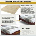 Camden Wooden Bedframe MDF + Veneer With Plywood Base Queen Size - w/ Mattress Option