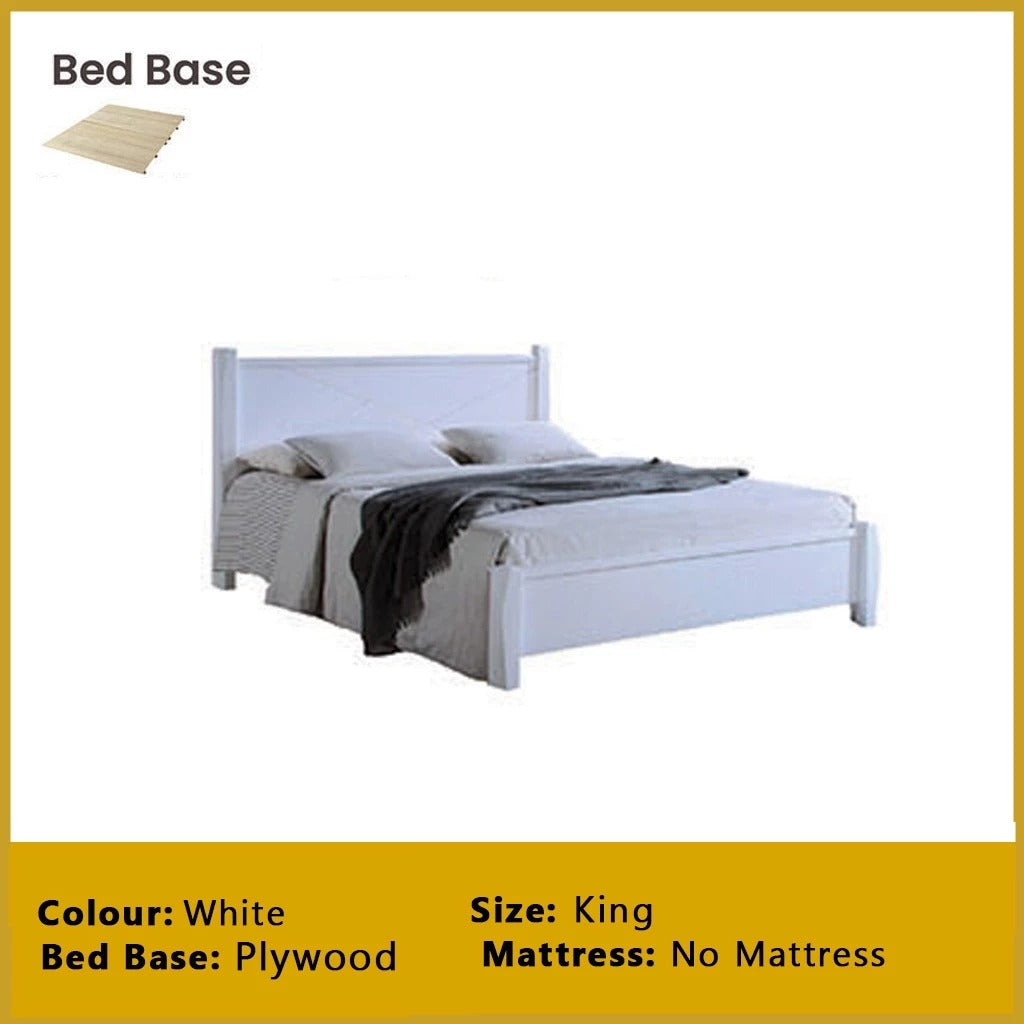 Karon Wooden Bedframe MDF + Veneer With Plywood Base Queen/King Size - w/ Mattress Option