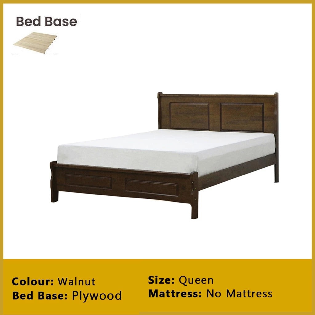 Karter Wooden Bedframe MDF + Veneer With Plywood Base Queen Size - w/ Mattress Option