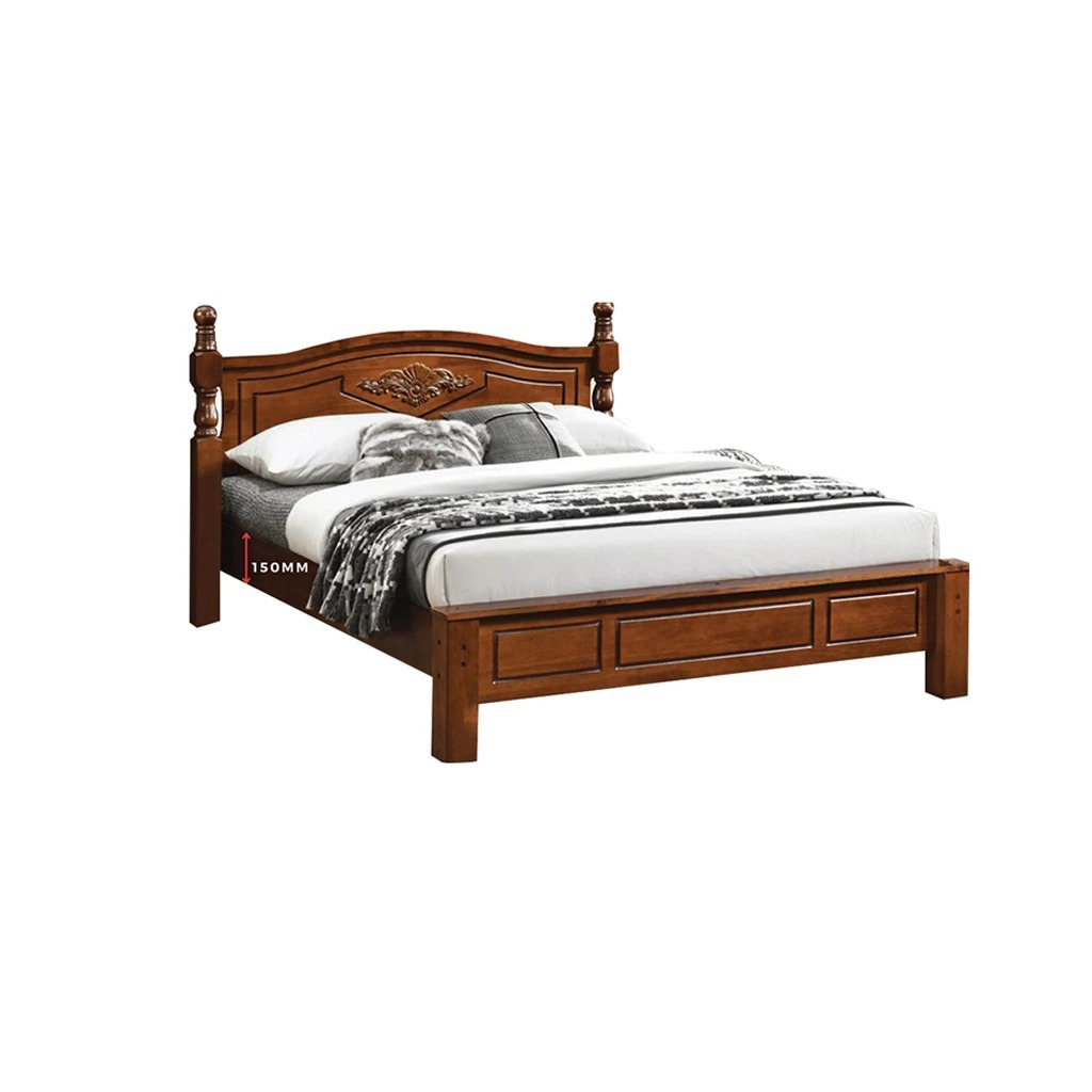 Liam Wooden Bedframe MDF + Veneer With Plywood Base Queen Size - w/ Mattress Option