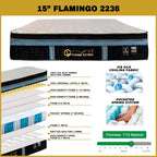 Flamingo 15" Queen Size Mattress HEIQ Anti-Bacteria Pocket Spring Mattress