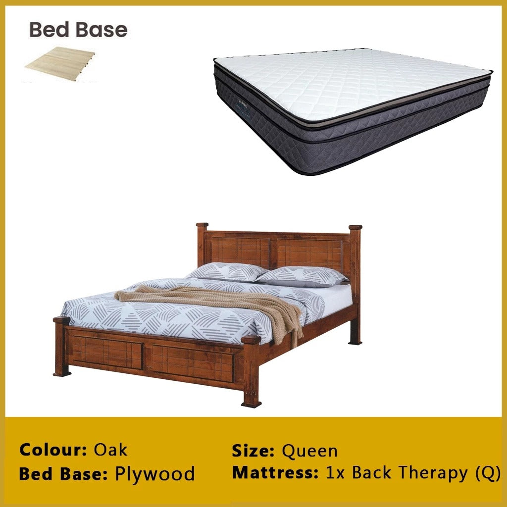 Carver Wooden Bedframe MDF + Veneer W/ Plywood Base Queen/King Size - w/ Mattress Option