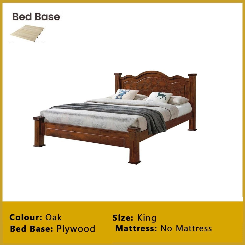 Macen Wooden Bedframe Solid Wood With Plywood Base Queen/King Size - w/ Mattress Option
