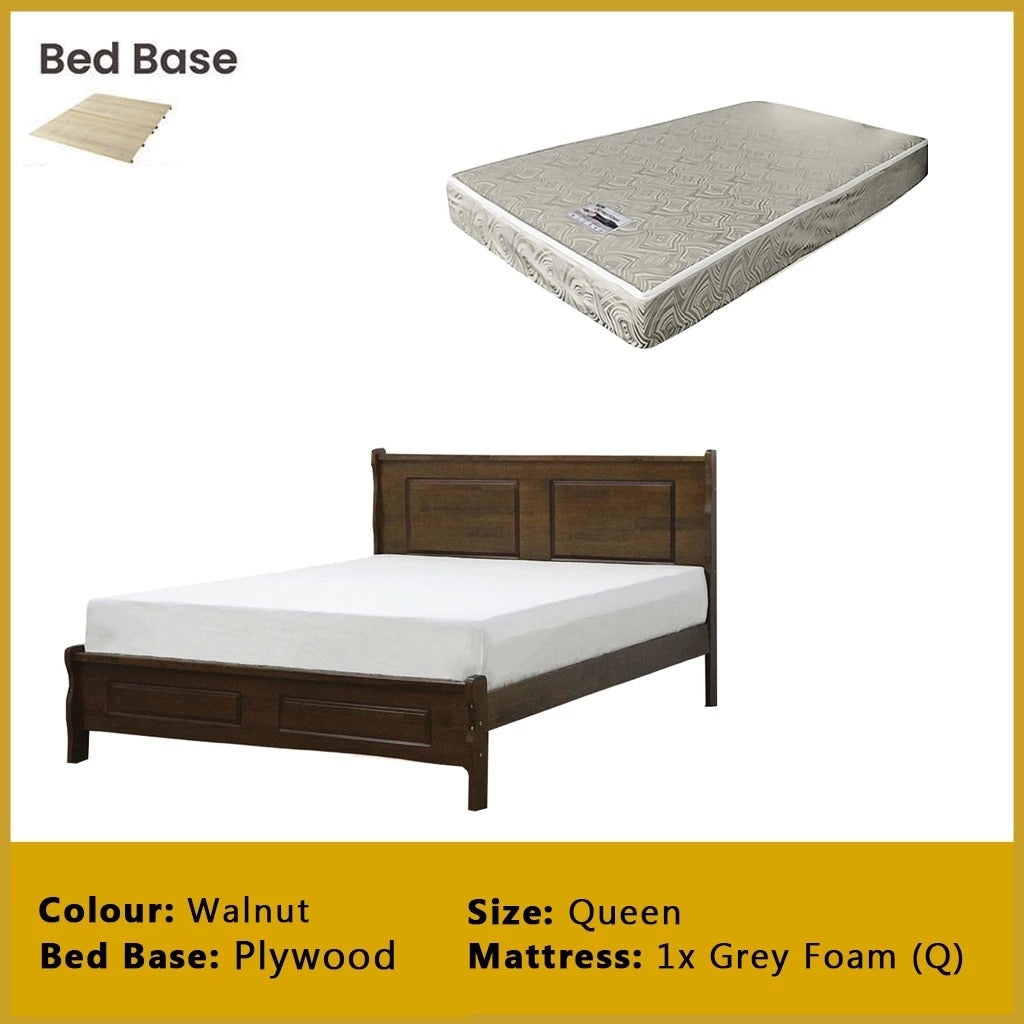Karter Wooden Bedframe MDF + Veneer With Plywood Base Queen Size - w/ Mattress Option