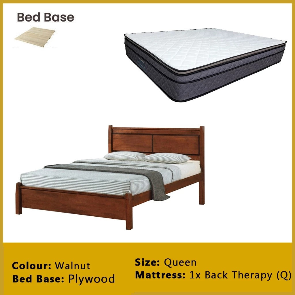 Karson Wooden Bedframe MDF + Veneer With Plywood Base Queen Size - w/ Mattress Option