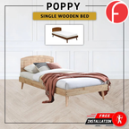 Poppy Single Bedframe Solid Wood Slatted Base  - w/ Mattress Option