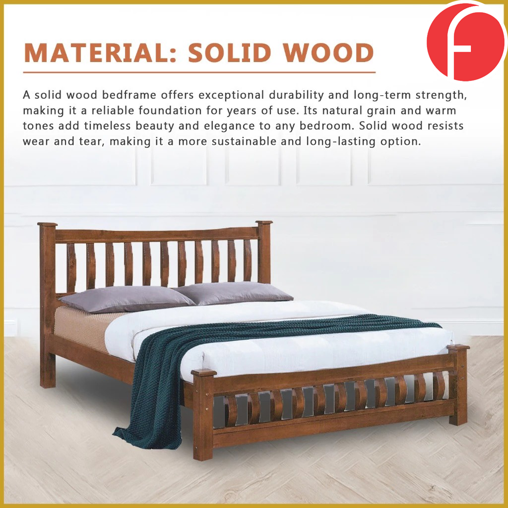 Millo Wooden Bedframe Solid Wood With Plywood Base Queen Size - w/ Mattress Option