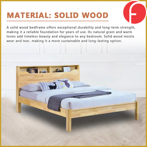 Macai Wooden Bedframe Solid Wood With Plywood Base Queen Size - w/ Mattress Option