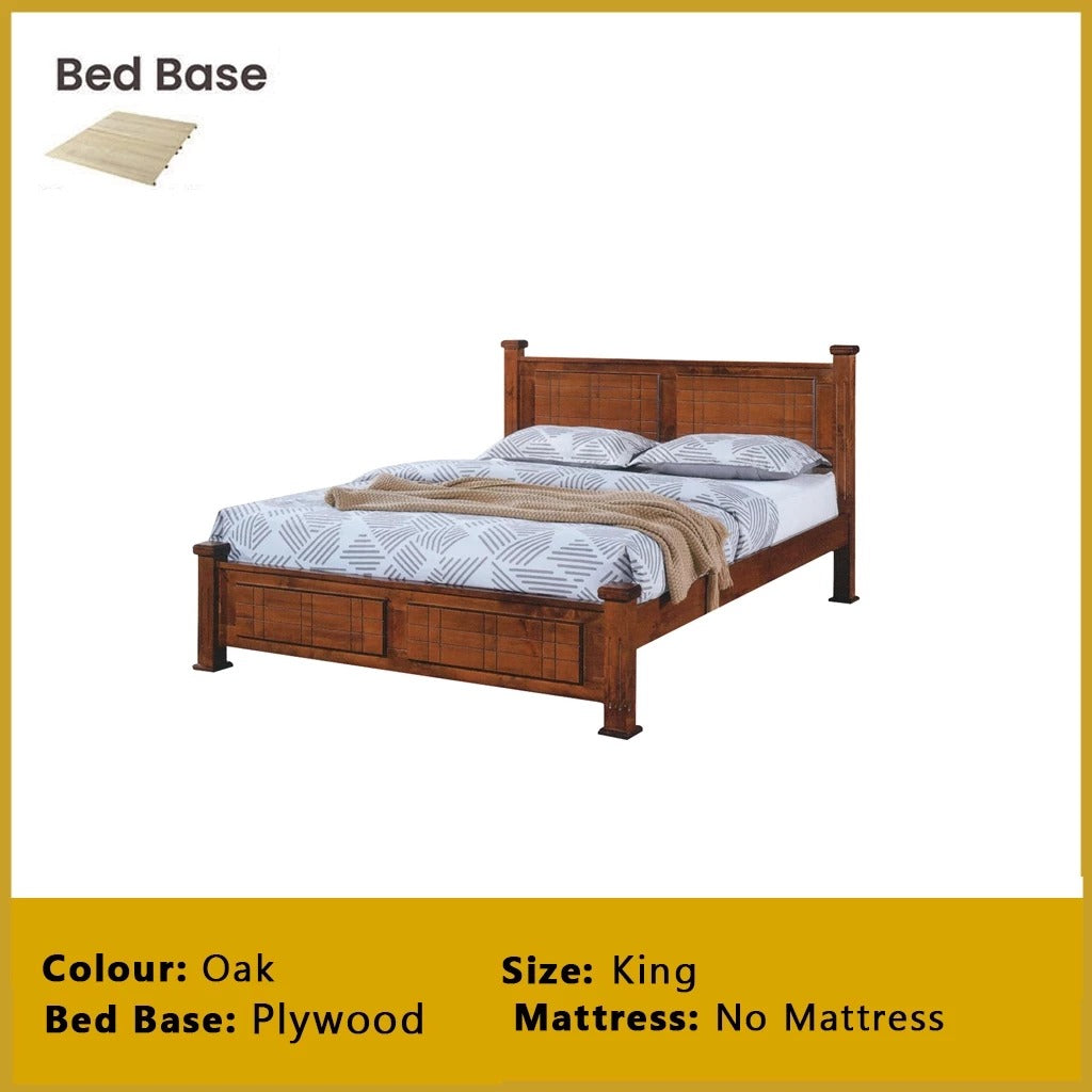 Carver Wooden Bedframe MDF + Veneer W/ Plywood Base Queen/King Size - w/ Mattress Option