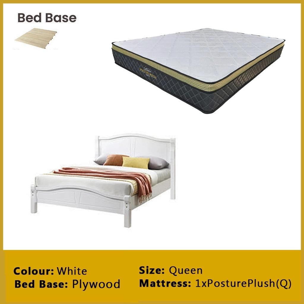 Camden Wooden Bedframe MDF + Veneer With Plywood Base Queen Size - w/ Mattress Option