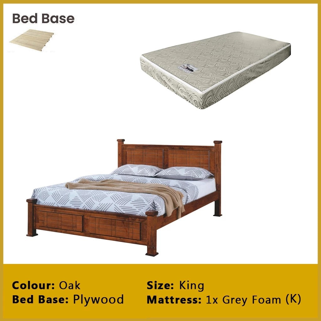 Carver Wooden Bedframe MDF + Veneer W/ Plywood Base Queen/King Size - w/ Mattress Option