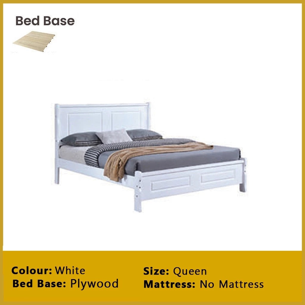 Karter Wooden Bedframe MDF + Veneer With Plywood Base Queen Size - w/ Mattress Option