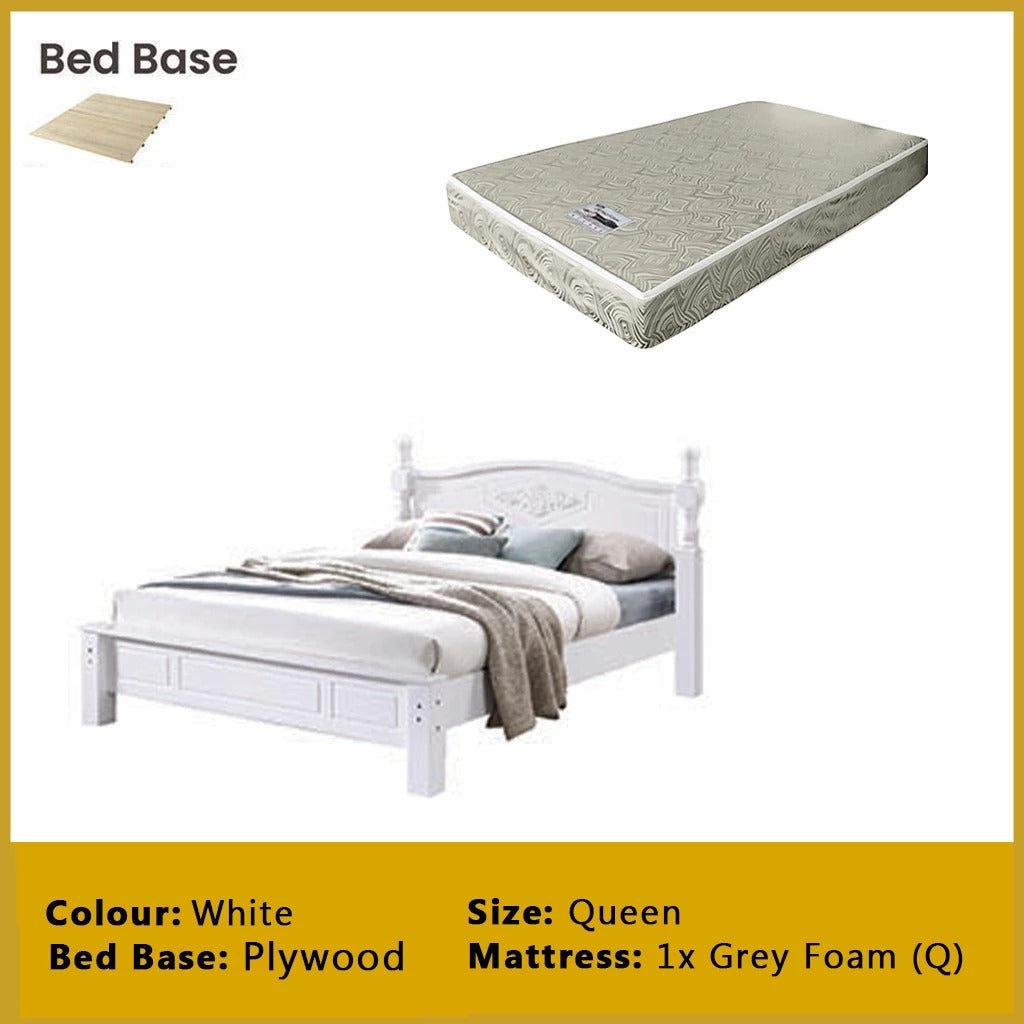 Liam Wooden Bedframe MDF + Veneer With Plywood Base Queen Size - w/ Mattress Option
