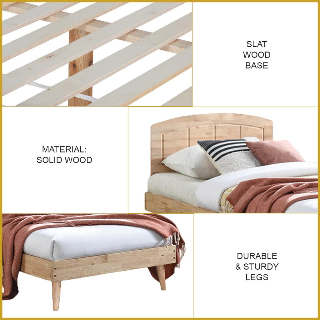 Poppy Single Bedframe Solid Wood Slatted Base  - w/ Mattress Option