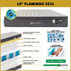 Flamingo 12" Queen Size Mattress HEIQ Anti-Bacteria Pocket Spring Mattress
