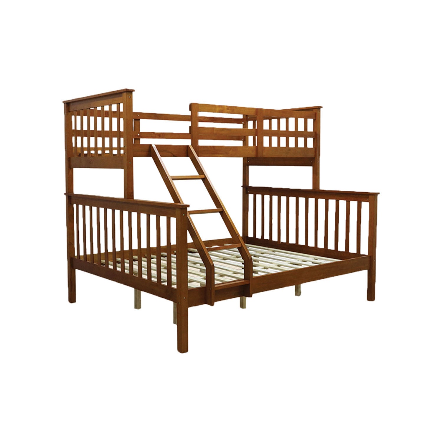 Mayci Queen+Single Solid Wood Slatted Base Double Decker Bed Frame