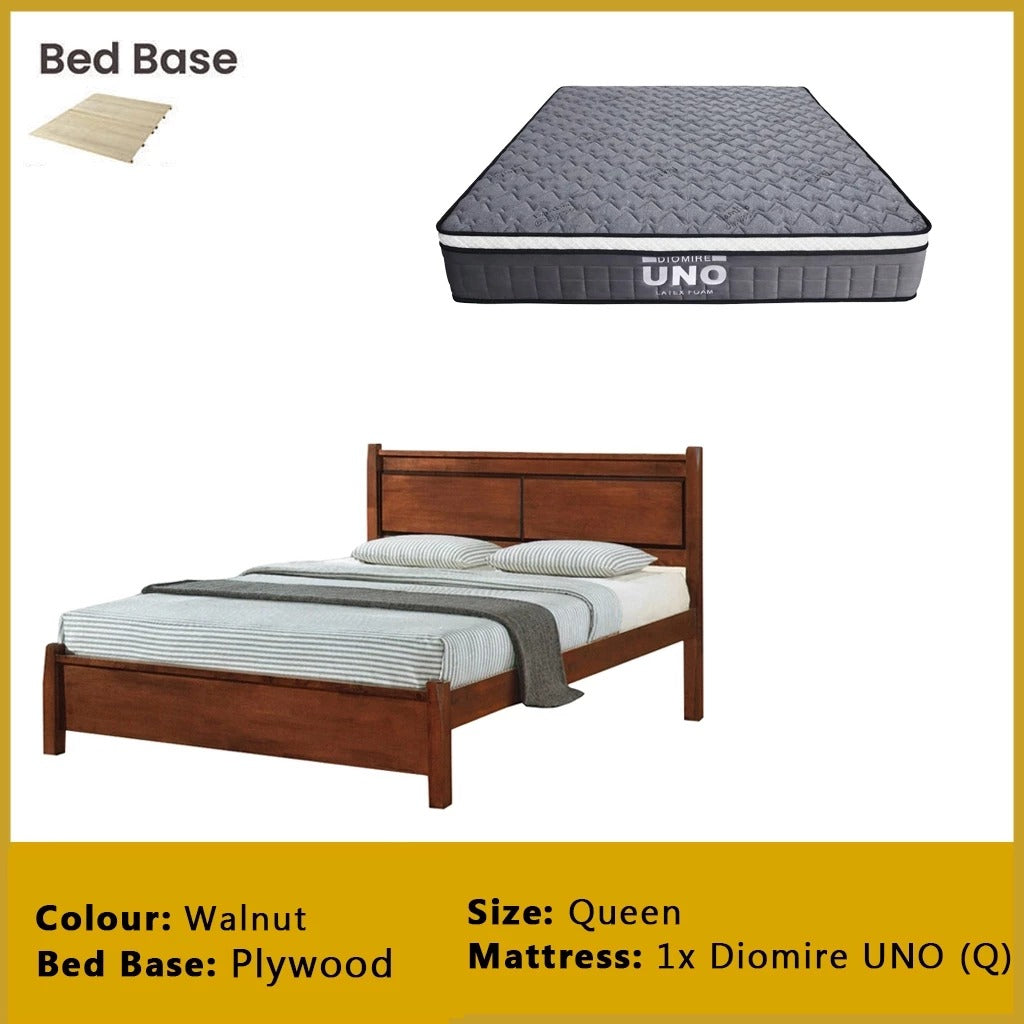 Karson Wooden Bedframe MDF + Veneer With Plywood Base Queen Size - w/ Mattress Option