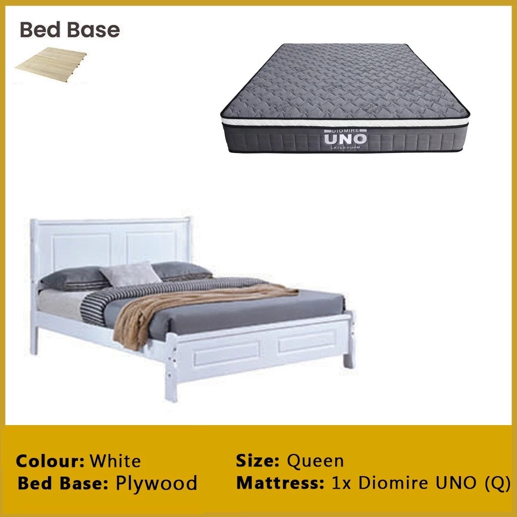 Karter Wooden Bedframe MDF + Veneer With Plywood Base Queen Size - w/ Mattress Option