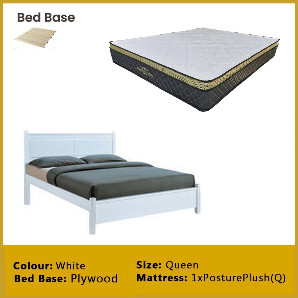 Karson Wooden Bedframe MDF + Veneer With Plywood Base Queen Size - w/ Mattress Option