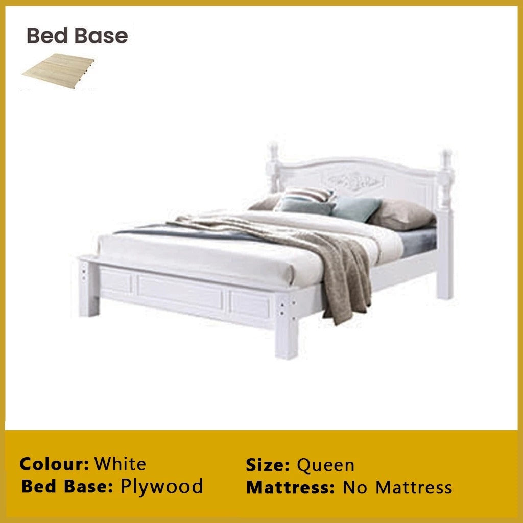 Liam Wooden Bedframe MDF + Veneer With Plywood Base Queen Size - w/ Mattress Option