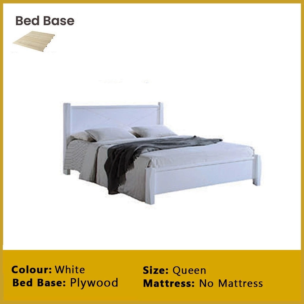 Karon Wooden Bedframe MDF + Veneer With Plywood Base Queen/King Size - w/ Mattress Option