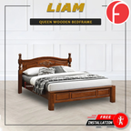 Liam Wooden Bedframe MDF + Veneer With Plywood Base Queen Size - w/ Mattress Option