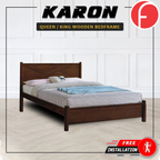 Karon Wooden Bedframe MDF + Veneer With Plywood Base Queen/King Size - w/ Mattress Option