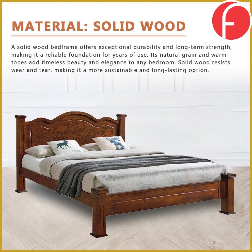Macen Wooden Bedframe Solid Wood With Plywood Base Queen/King Size - w/ Mattress Option