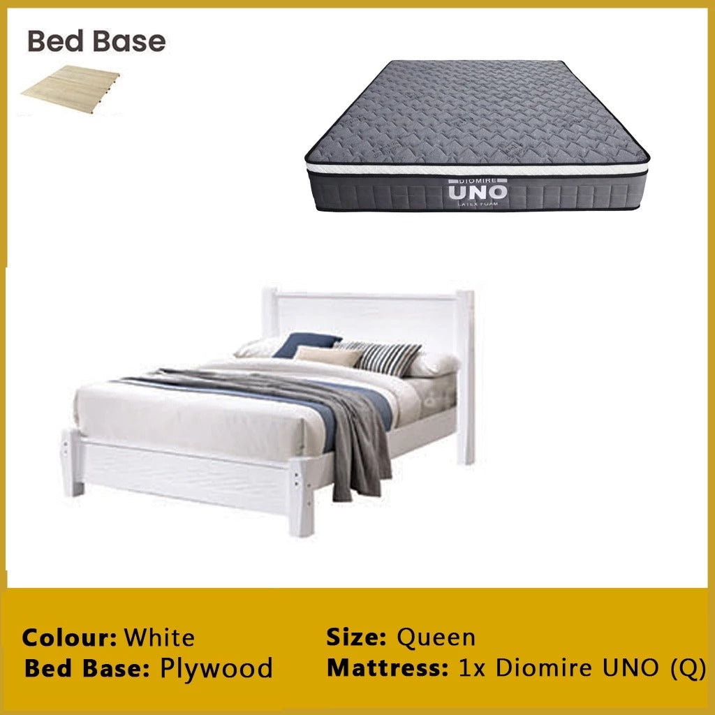 Mason Wooden Bedframe MDF + Veneer With Plywood Base Queen Size - w/ Mattress Option