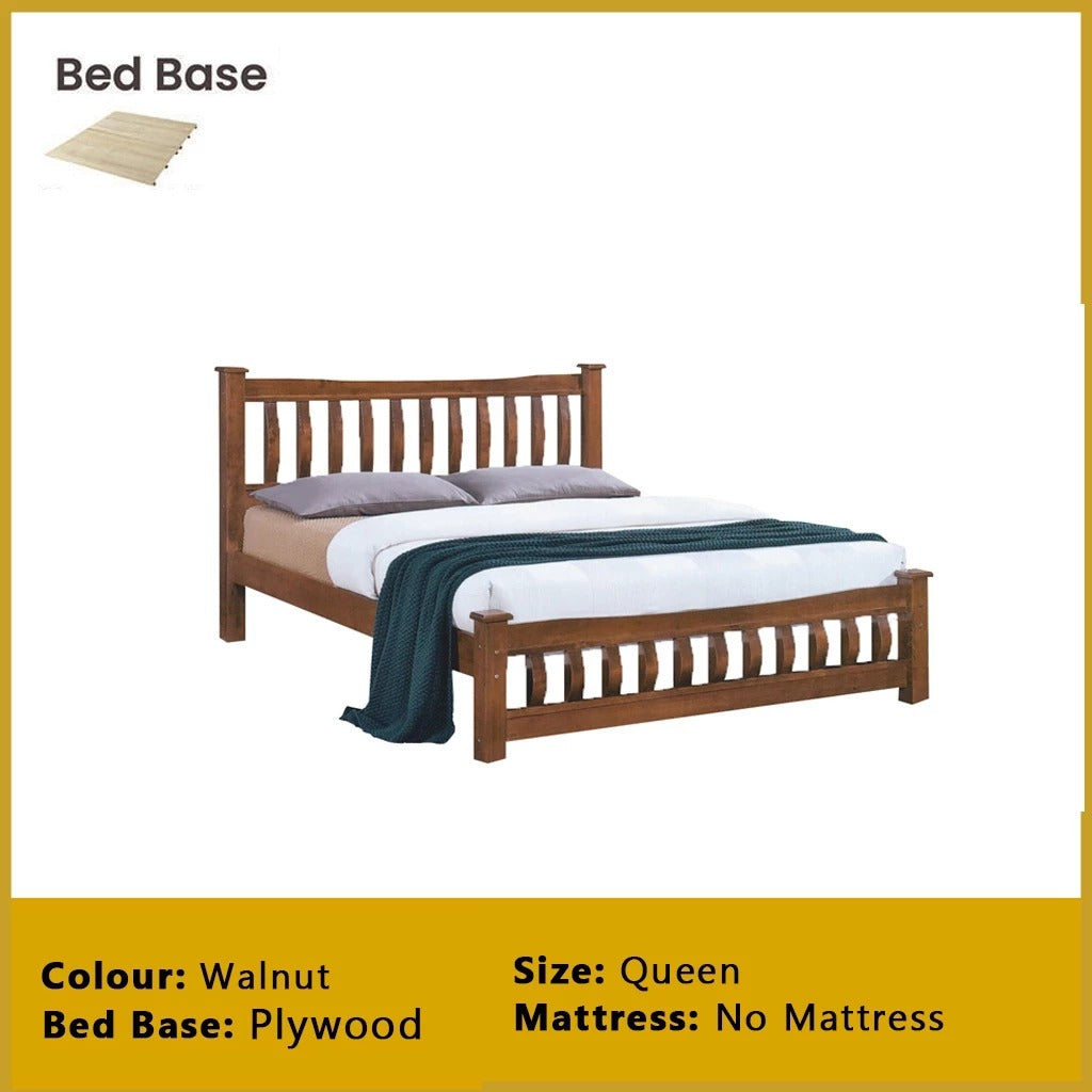 Millo Wooden Bedframe Solid Wood With Plywood Base Queen Size - w/ Mattress Option