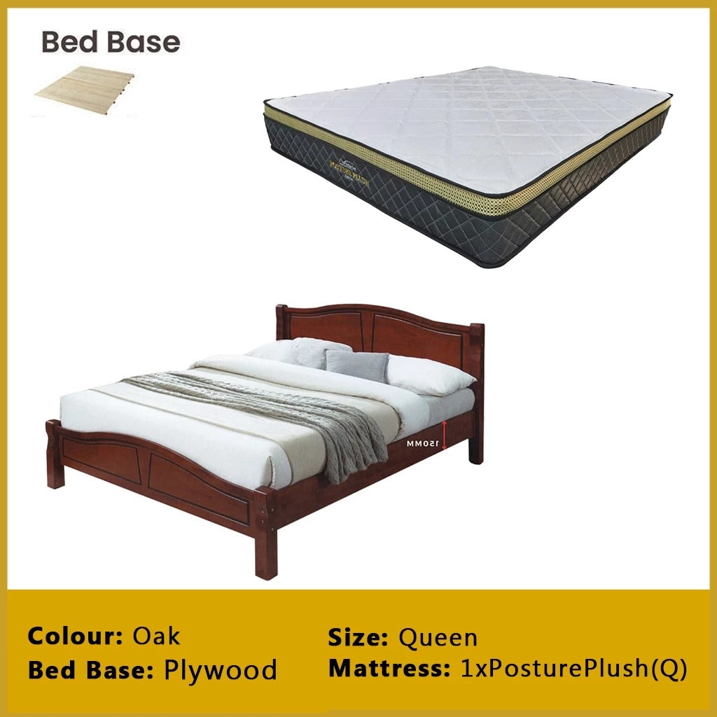 Camden Wooden Bedframe MDF + Veneer With Plywood Base Queen Size - w/ Mattress Option