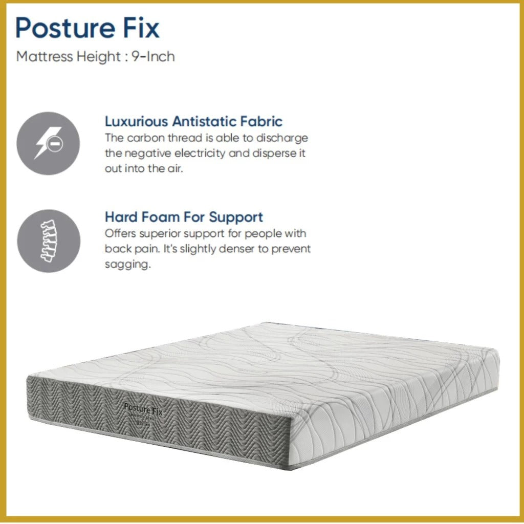 Honey Posture Fix 9" Antistatic Fabric Mattress with Coconut Fibre - All Sizes Available