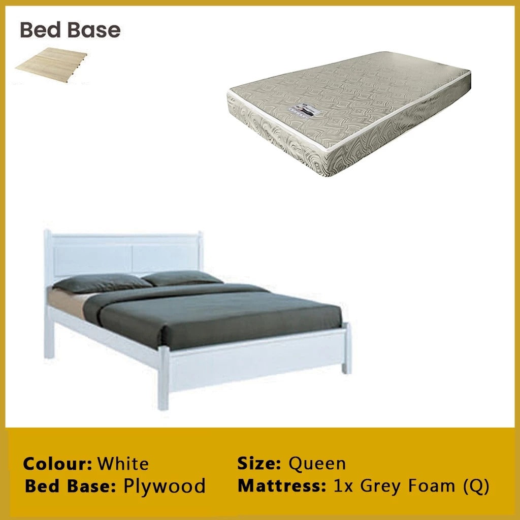 Karson Wooden Bedframe MDF + Veneer With Plywood Base Queen Size - w/ Mattress Option