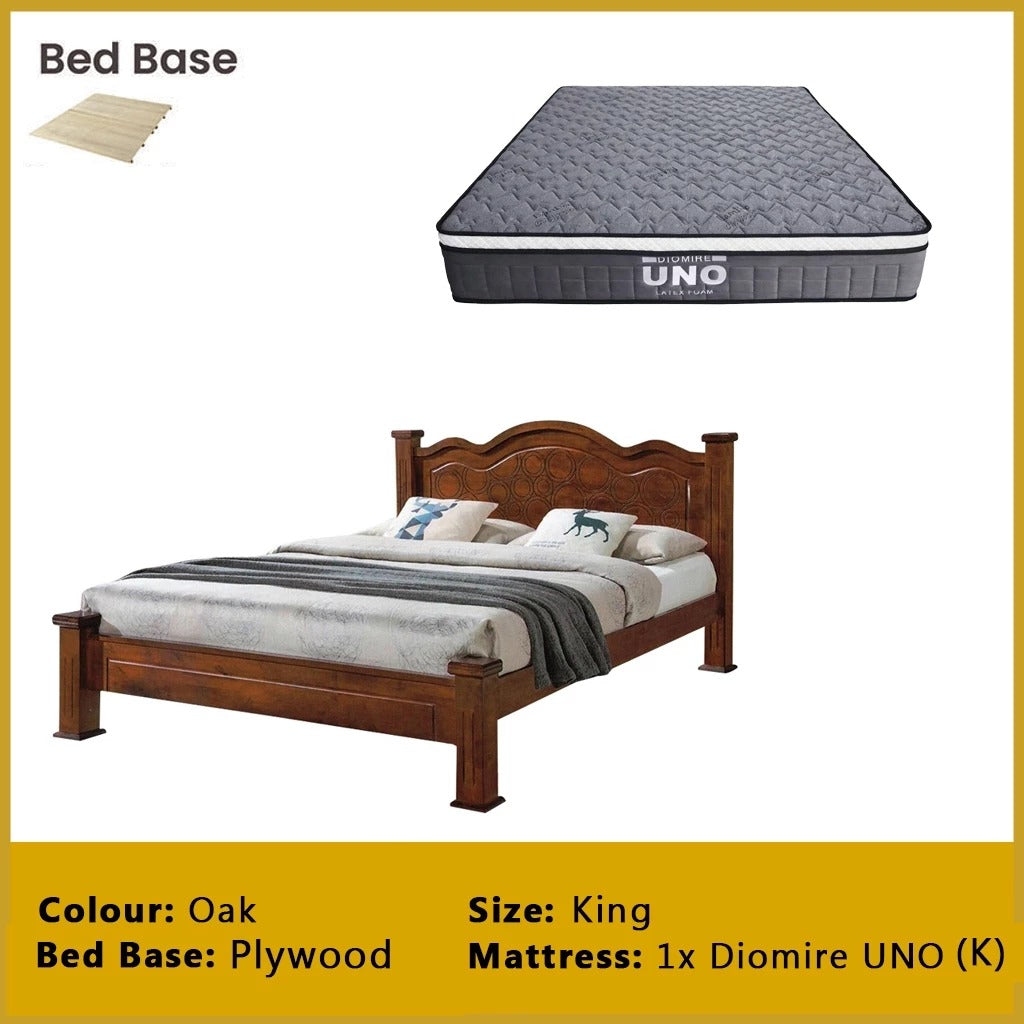 Macen Wooden Bedframe Solid Wood With Plywood Base Queen/King Size - w/ Mattress Option